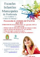 Plazo de solicitud escuelas infantiles municipales. Curso 2013/2014 y Agosto 2013