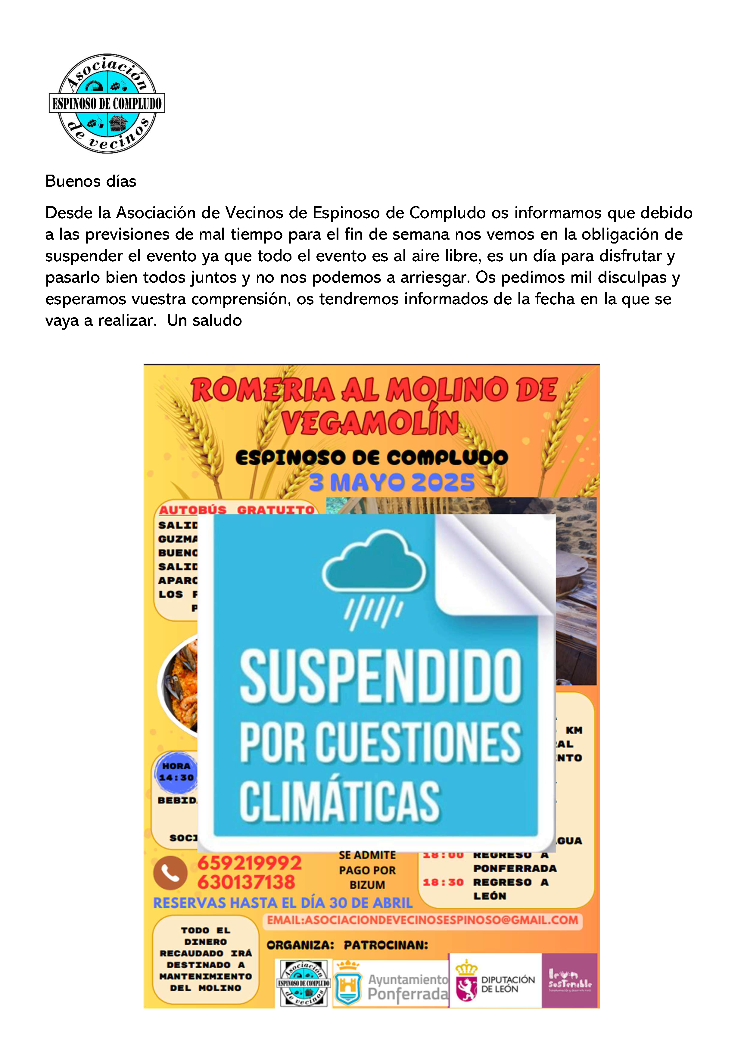 cancelación Romeria
